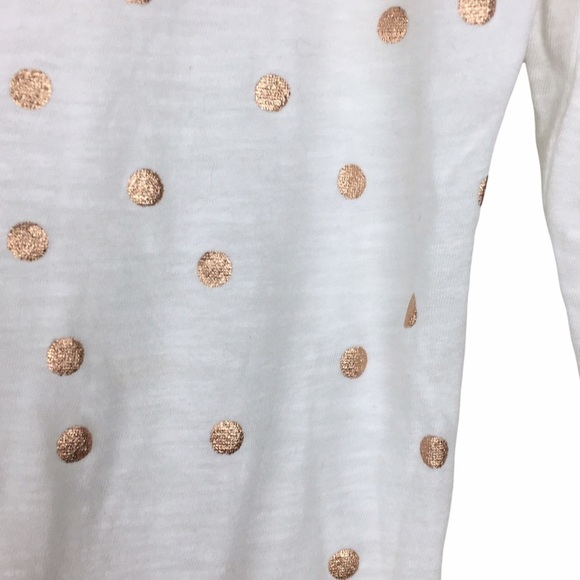 LOFT Top Shimmer Gold Dot Long Sleeve Scoop Neck Metallic Sheer Soft Size Medium - Picture 12 of 13